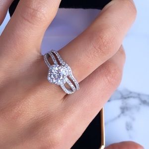 14k white gold plated over sterling silver ring